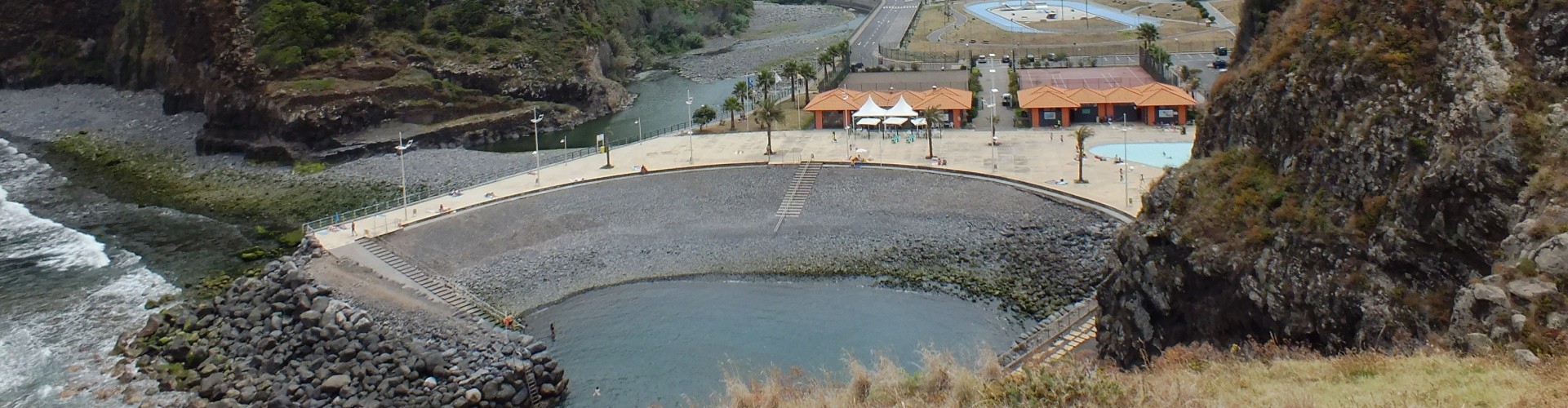 Faial Beach and bathing complex in Santana, Madeira Island