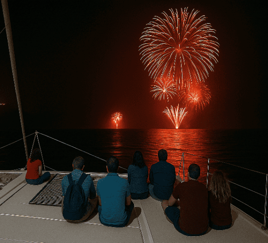 Atlantic Festival Fireworks on a Catamaran