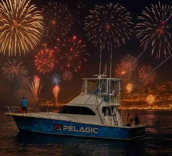 Madeira New Year's Fireworks on a Sports fishing boat