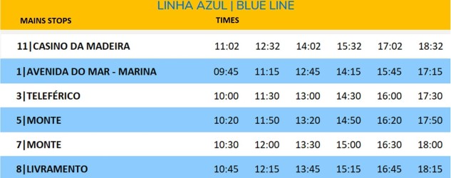 sightseeing funchal timetable BLUE LINE