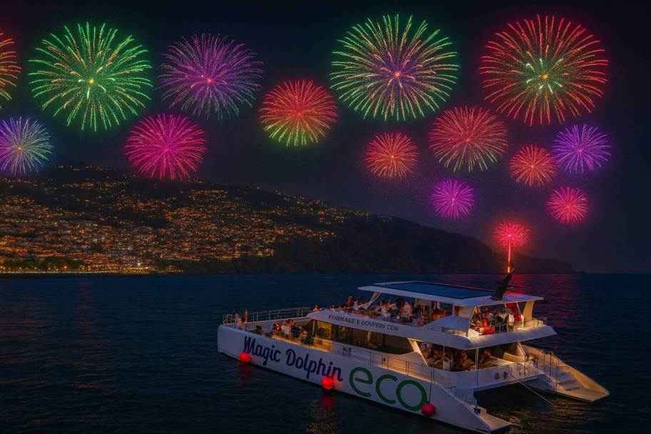 Watching Madeira New Year Fireworks display from the Ocean